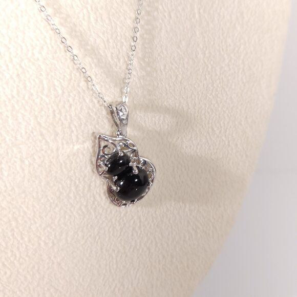 Australian Black Tourmaline Pendant Necklace Sterling Silver - Picture 2 of 12